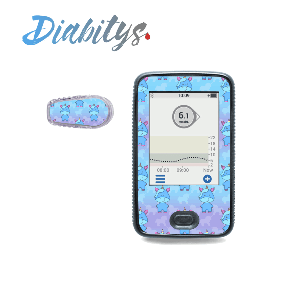 Dexcom G6 Receiver & 1 Transmitter Decal - Cute Unicorns Blue - The Useless Pancreas