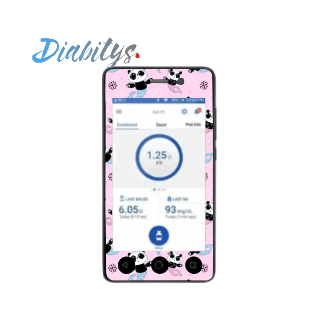Omnipod Dash PDM Sticker - Panda Mermaid Pink - The Useless Pancreas