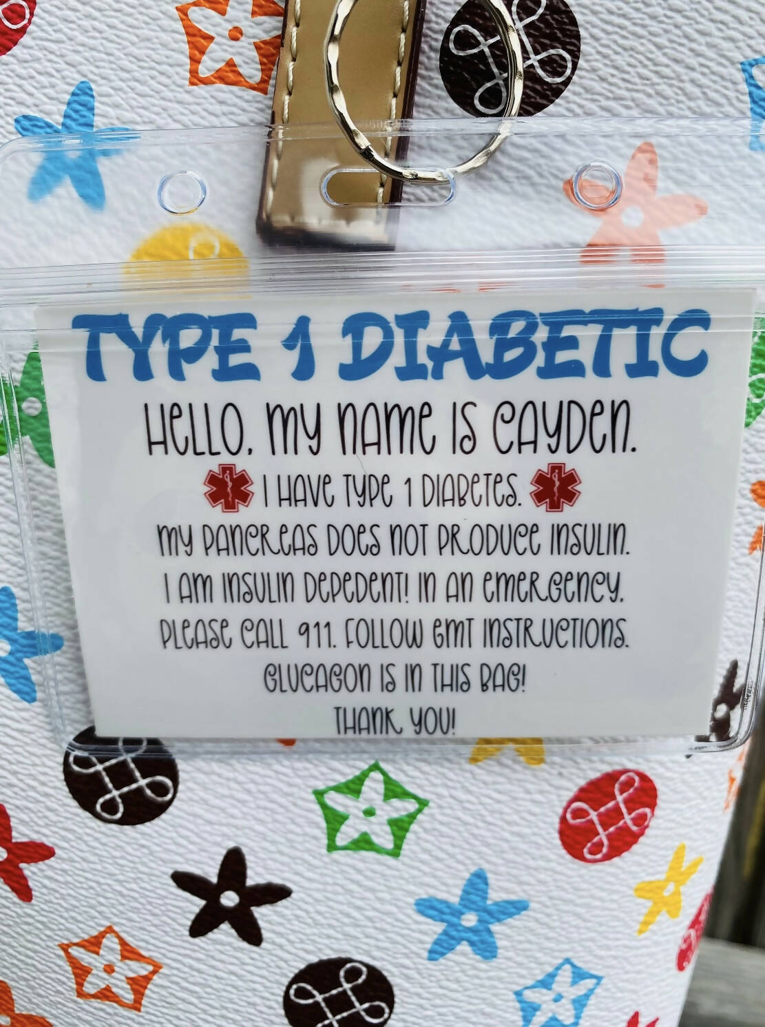 Type 20 Diabetic Medical Alert Card  Bag Tag  Emergency Alert ID Tag  ICE ID  Lanyard  T20D Awareness by Unique Home by T&C