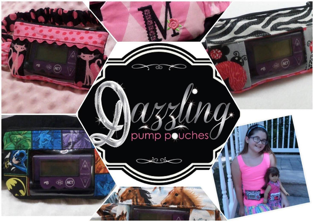 Black Insulin Pump Pouch/Case With Window by Dazzling Pump Pouch