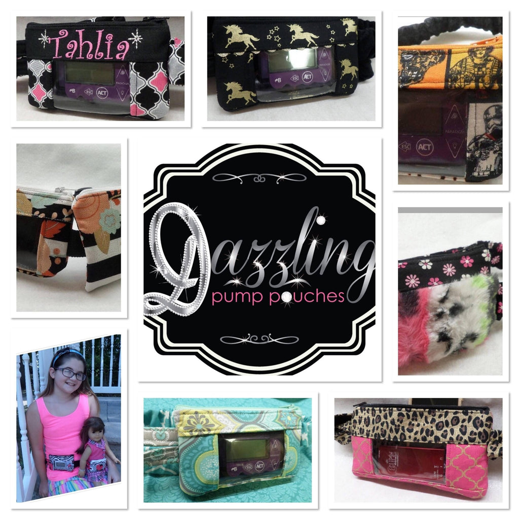 Black Insulin Pump Pouch/Case With Window by Dazzling Pump Pouch