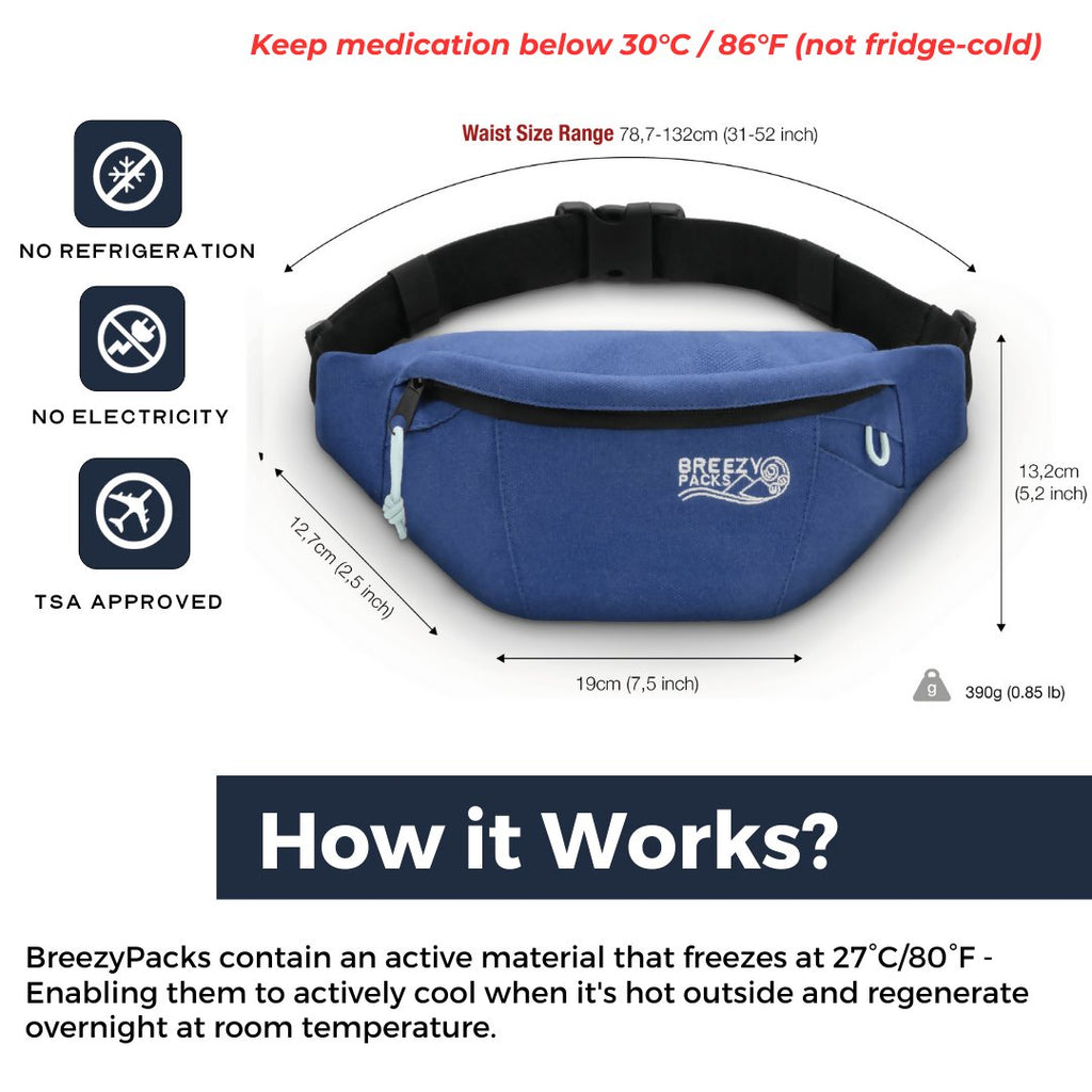 BreezyPacks insulin cooling cases - Belt (Large Size)