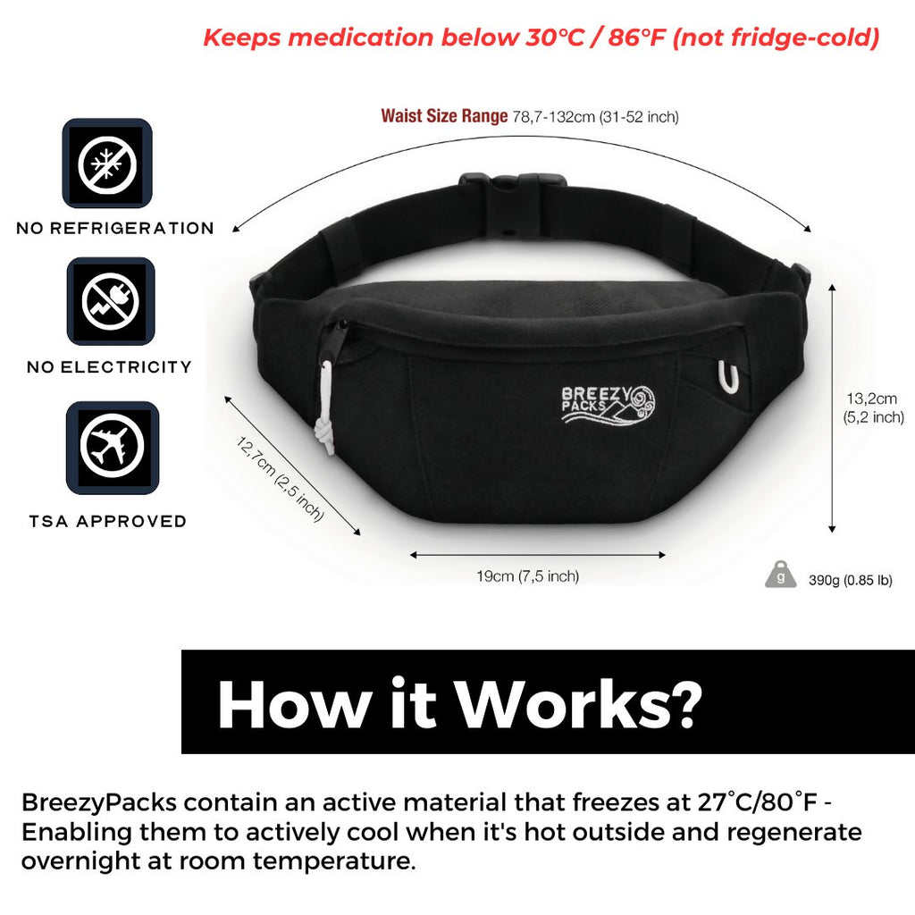 BreezyPacks insulin cooling cases - Belt (Large Size)