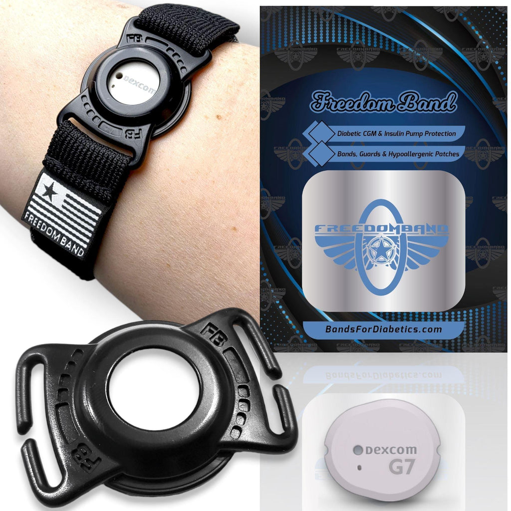 Dexcom G7 4-18" Sensor & 360 Transmitter Cover : Armband 1" Inch Series : Velcro® Band Starter Kit by Freedom Band