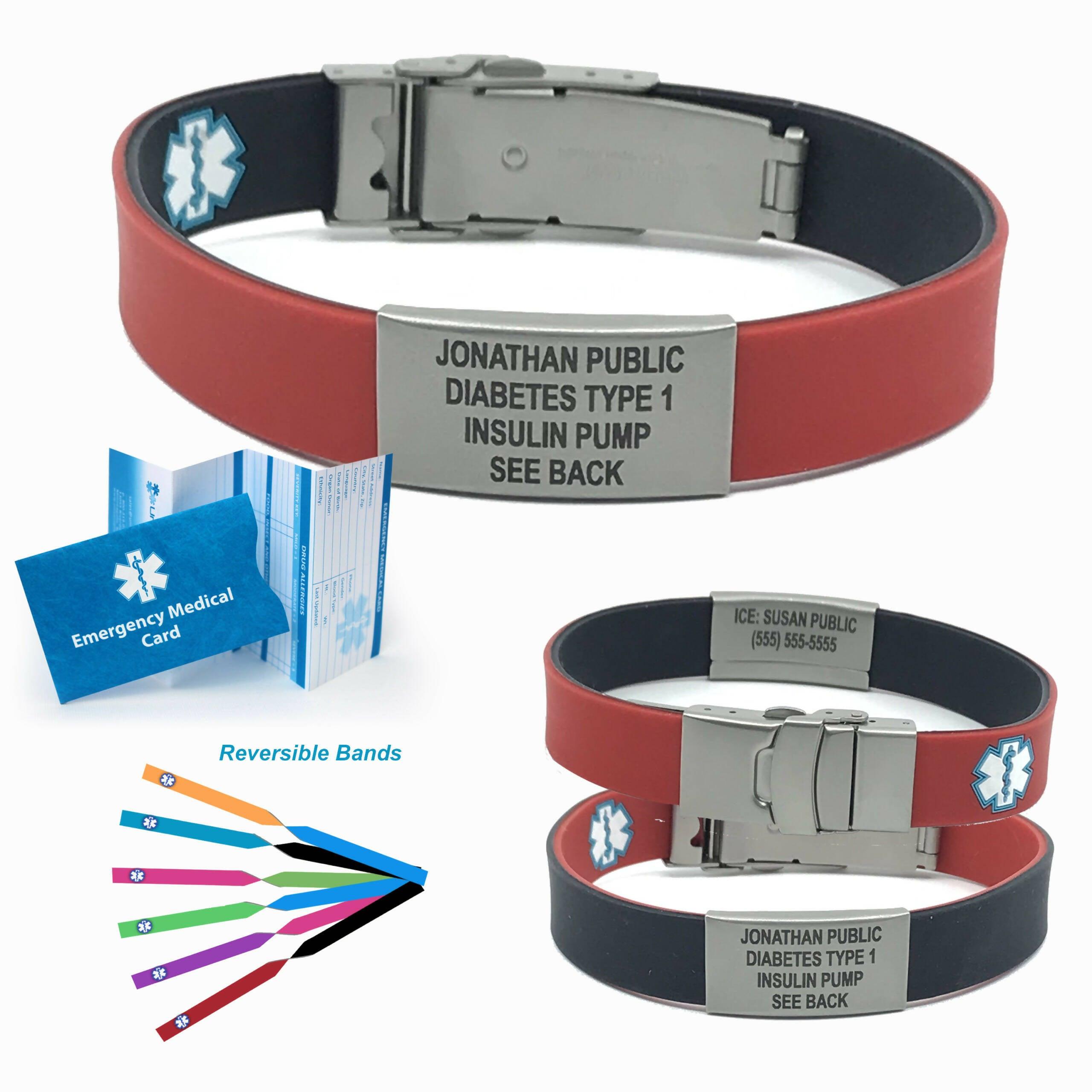 Silicone Bracelet Type 2 Diabetes Medical Alert Wristband Insulin Medical  Band