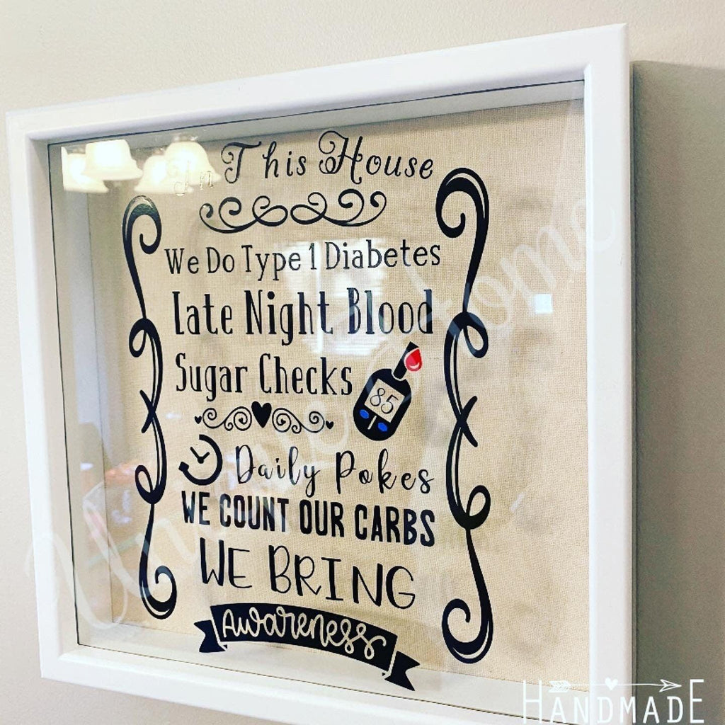 Diabetes Shadow Box, Type 1 Diabetes Gift, Shadow Boxes, In This House Shadow Box, Type One Awareness Sign, Diabetes Decor, T1D Warrior, T1D - The Useless Pancreas