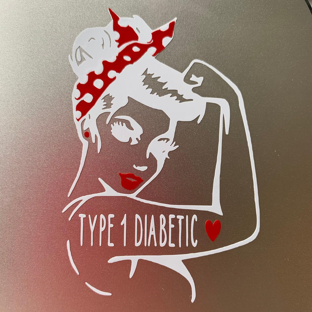 Rosie the Riveter T1D vinyl decals available in multiple different phrases. Laptop vinyl decals. - The Useless Pancreas