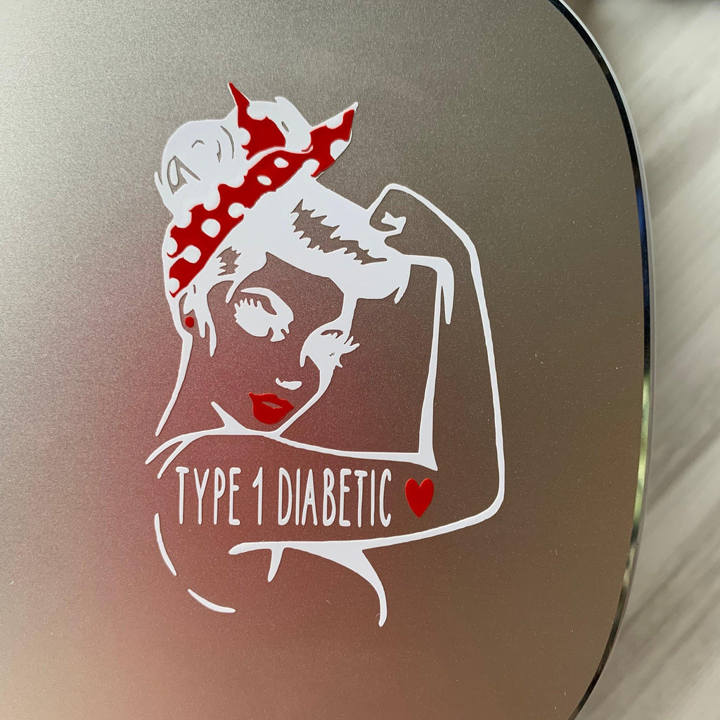 Rosie the Riveter T1D vinyl decals available in multiple different phrases. Laptop vinyl decals. - The Useless Pancreas