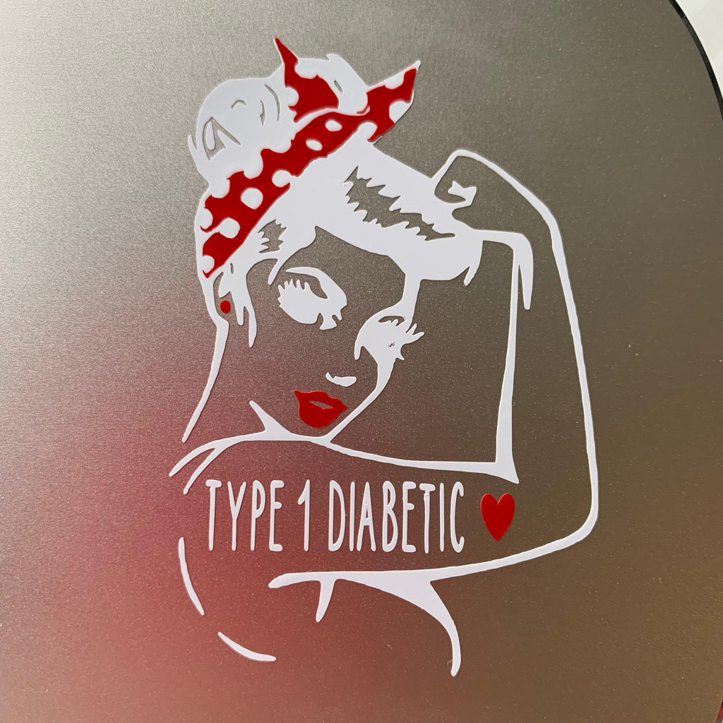 Rosie the Riveter T1D vinyl decals available in multiple different phrases. Laptop vinyl decals. - The Useless Pancreas