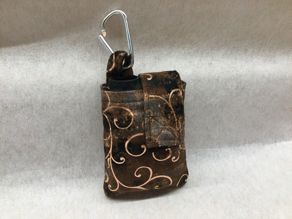 Vertical Insulin Pump Pouch/Case by Dazzling Pump Pouches - Rose Gold on Brown (includes carabiner clip) - The Useless Pancreas