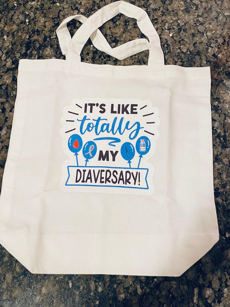 Happy Diaversary Tote Bag| T1D Diaversary Cotton Tote Bag| Gift Bag - The Useless Pancreas