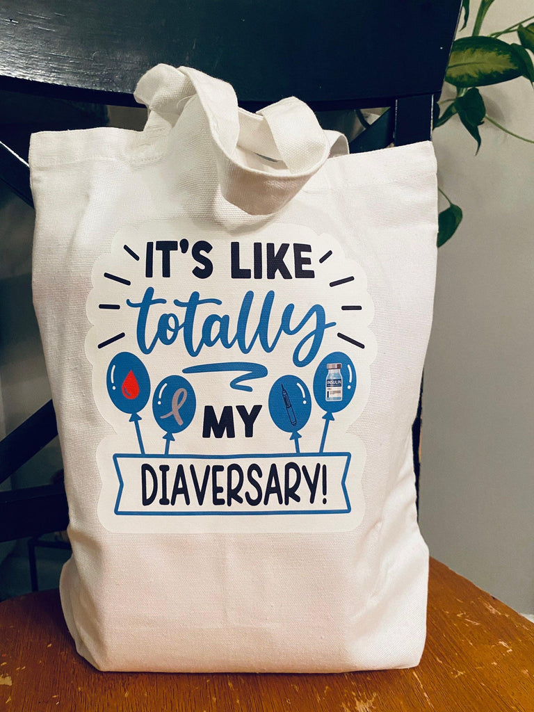 Happy Diaversary Tote Bag| T1D Diaversary Cotton Tote Bag| Gift Bag - The Useless Pancreas