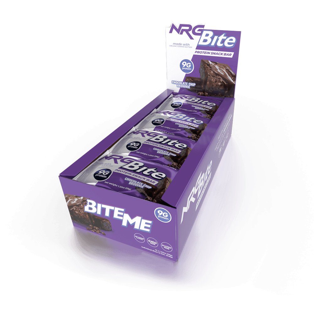 (NEW) NRG Bite Chocolate Chip Brownie Protein Snack Bar - 12 ct.