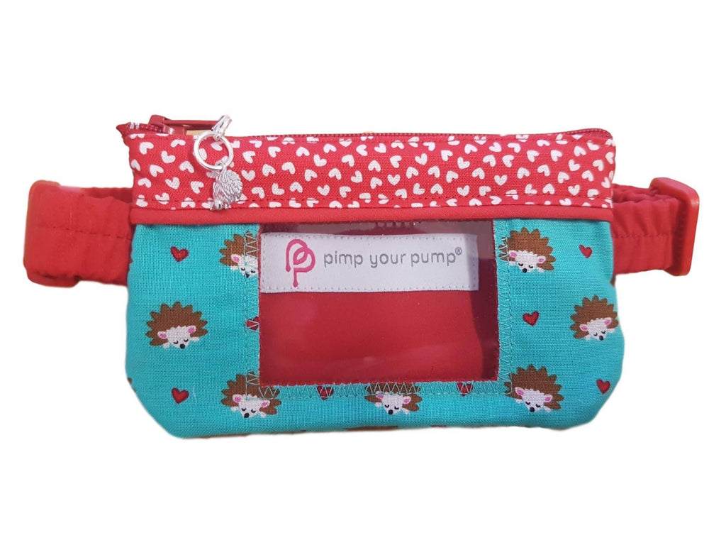 Pump Pouch by Pimp Your Pump - Hedgehogs with vinyl screen and zip charm - The Useless Pancreas