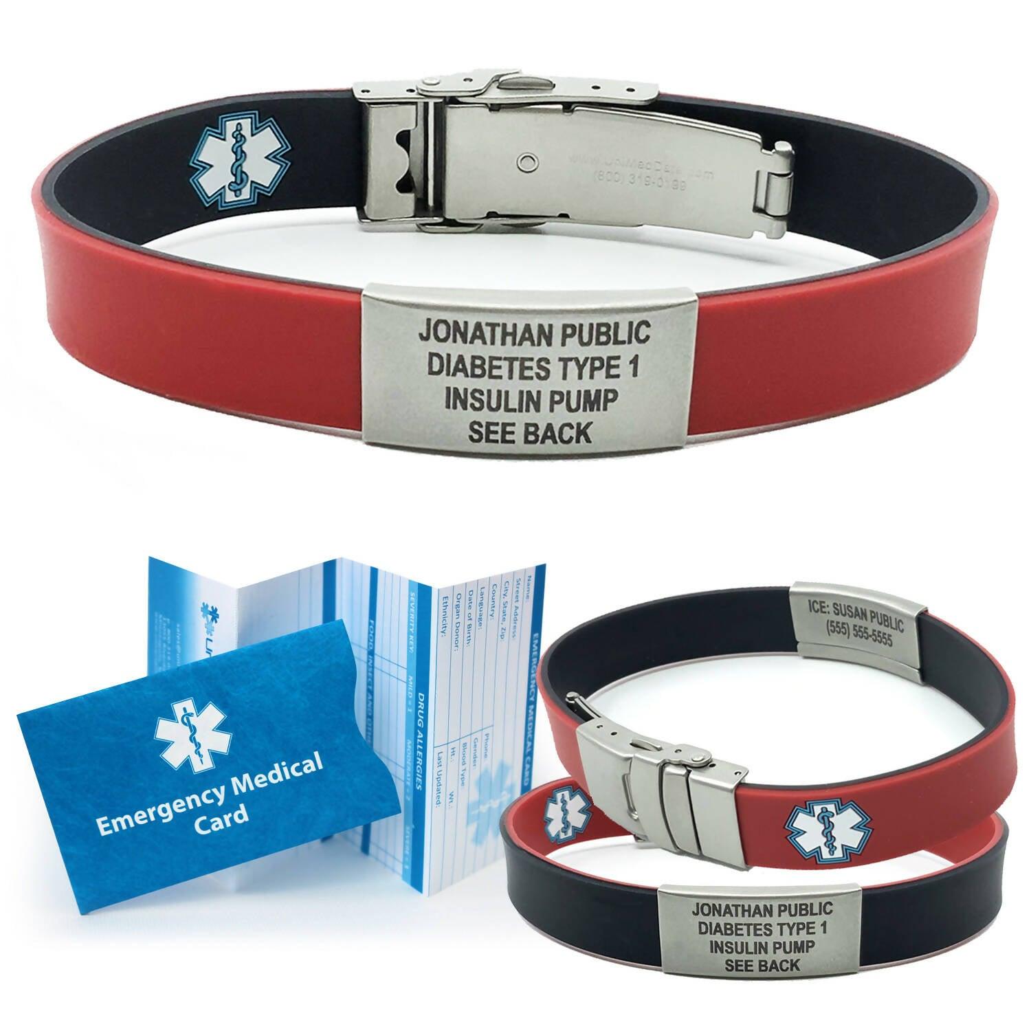 IMPLANTED DEFIBRILLATOR Sport/Slim Reversible Medical Alert ID Bracelet  for Men and Women