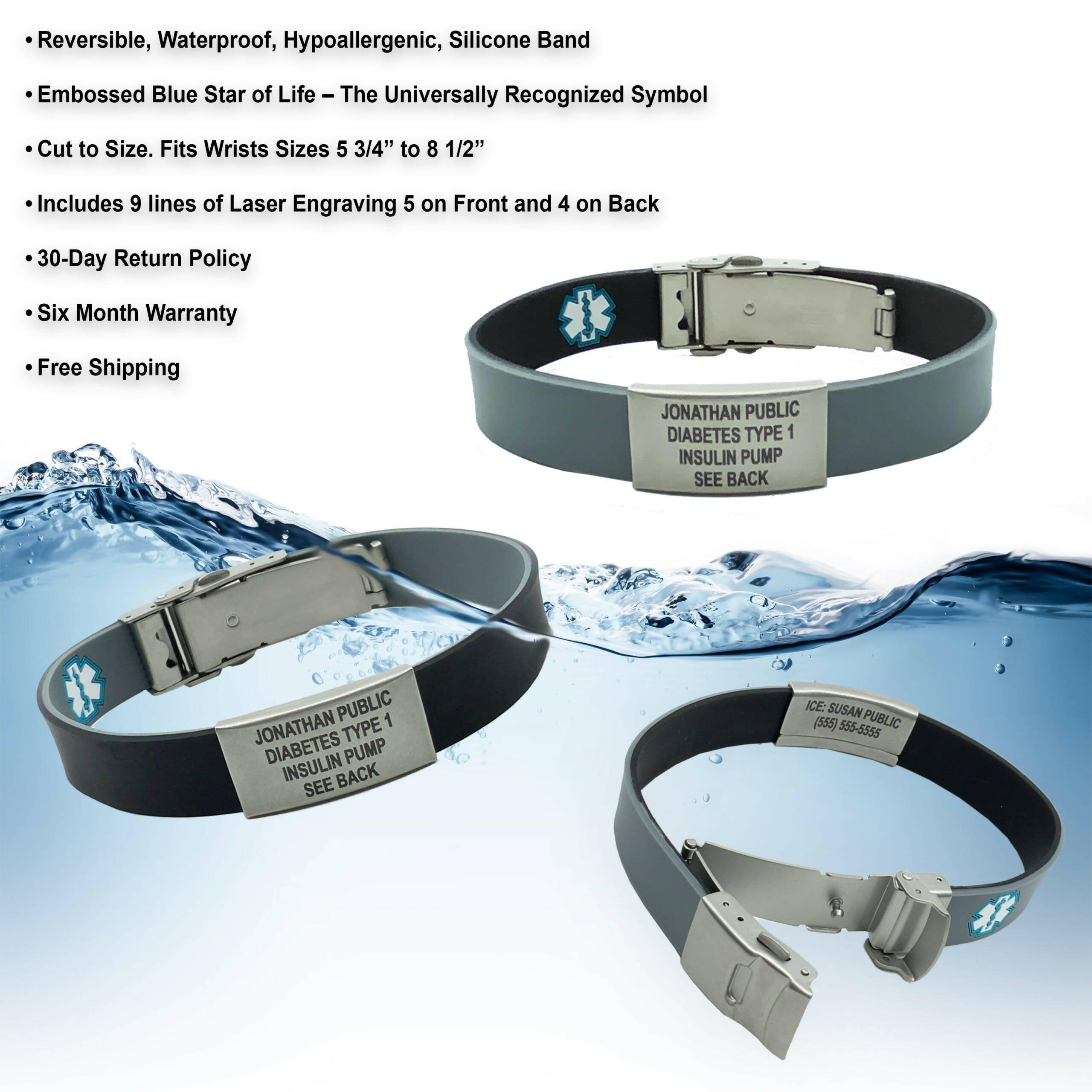 EpicBand Duo Reversible Medical Alert ID Bracelets – Free Custom