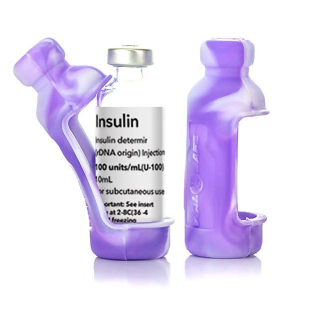 VIAL SAFE Insulin Bottle Protector Case for Diabetes (Fits Lantus, Apidra, Admelog): Tie Dye Purple (2-PACK) - The Useless Pancreas